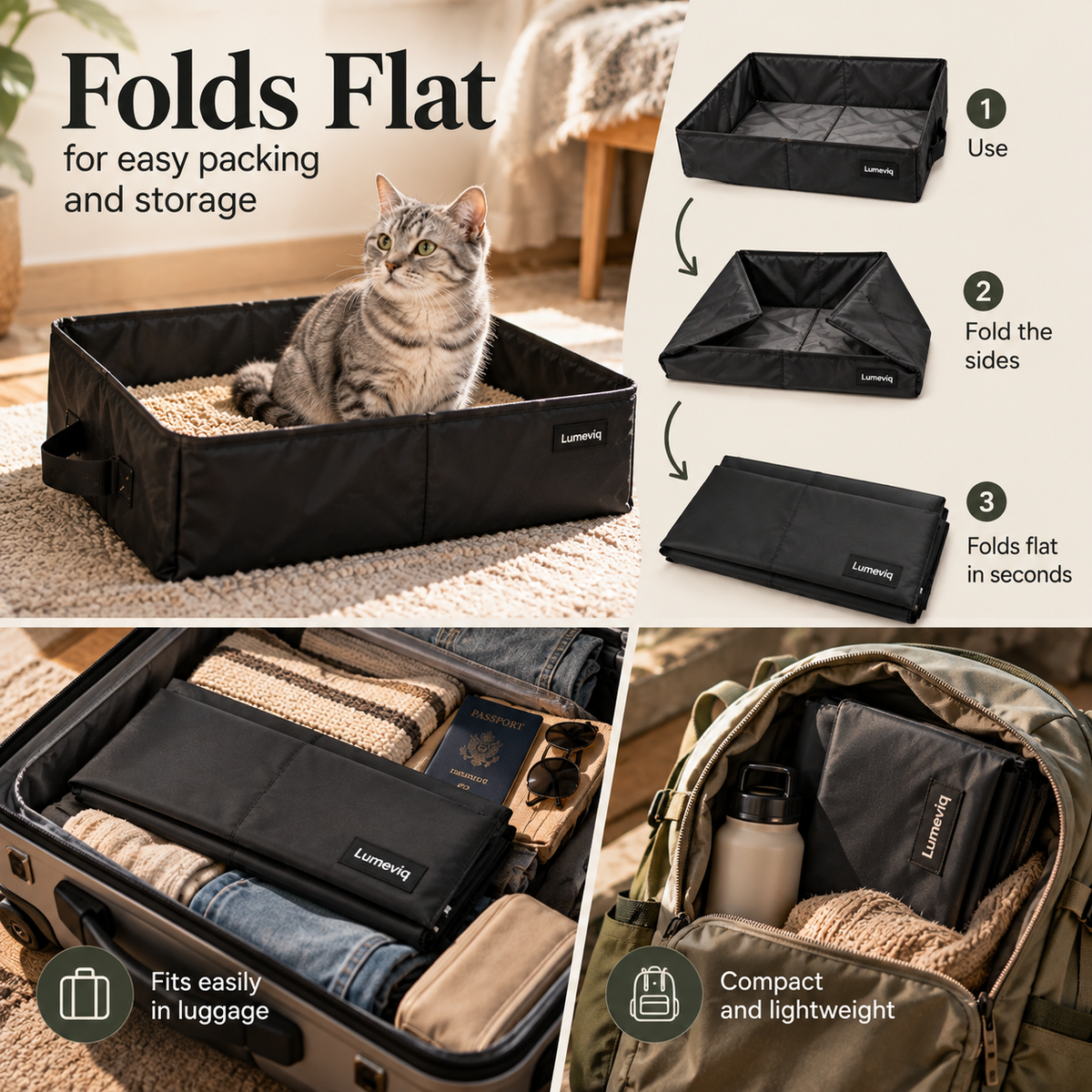 Lumeviq Foldable Travel Litter Box